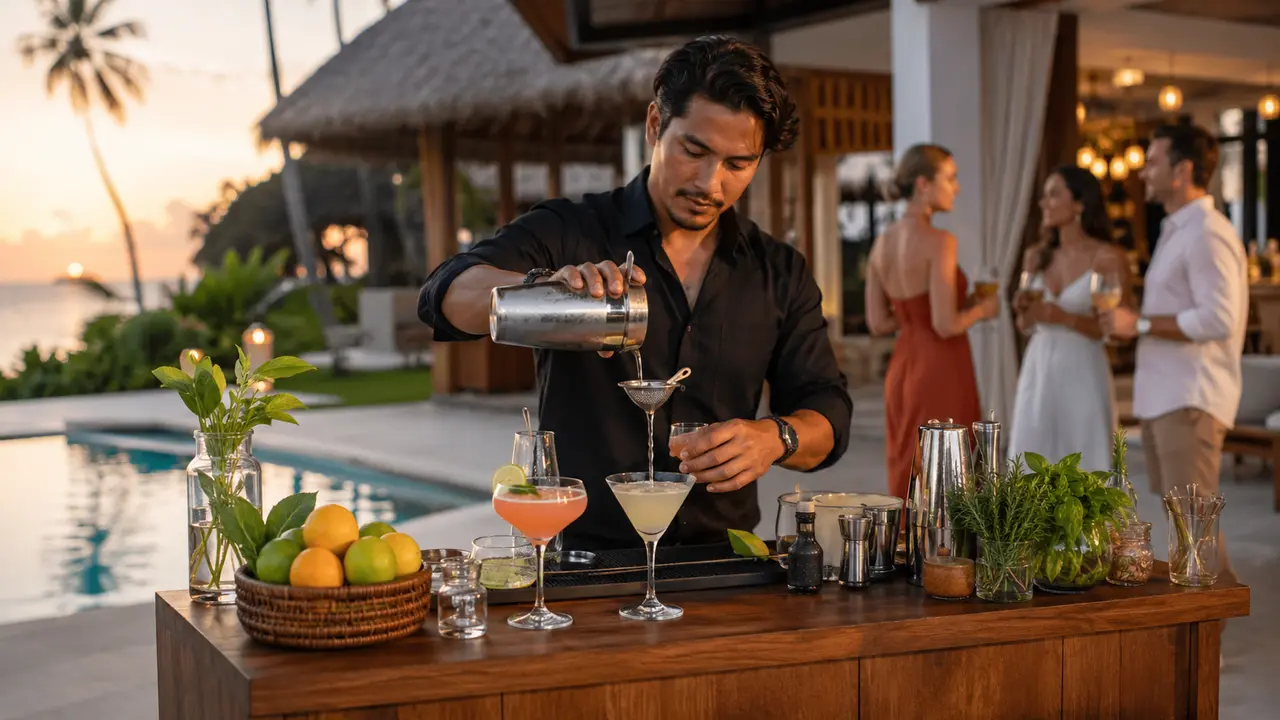 Mobile bartender cocktails for a Bali event