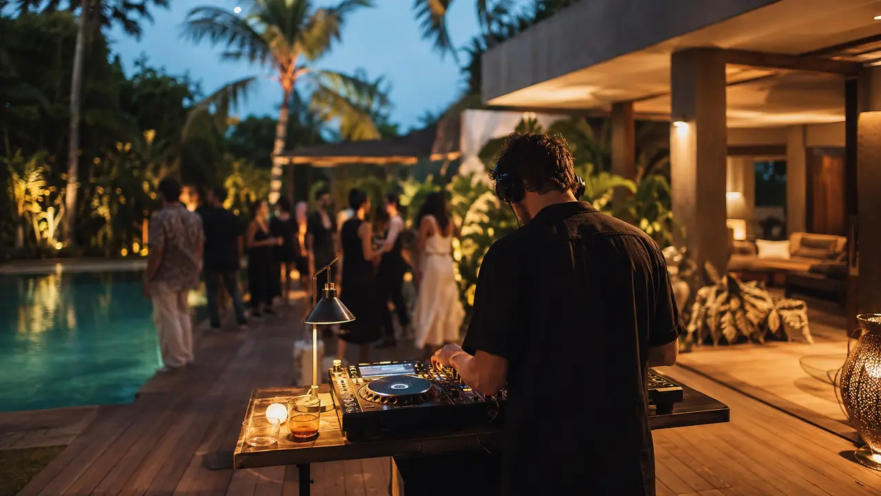 Private DJ performing at a Bali villa party
