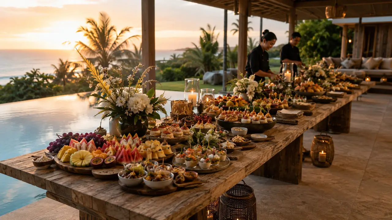 Villa party catering and grazing table in Bali